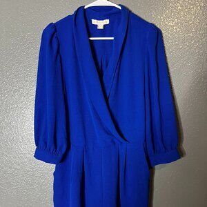 Monteau Los Angeles XL Royal Blue Wrap Front Dress 3/4 Sleeve